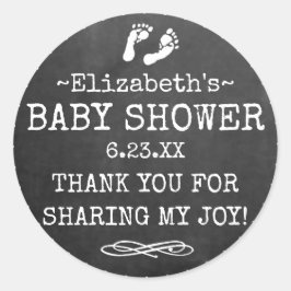 Babydusche Chalkboard Look White Dankeschön an Sie Runder Aufkleber