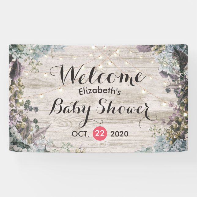 Babydusche Chic florale String Lights Rustikales H Banner (Horizontal)
