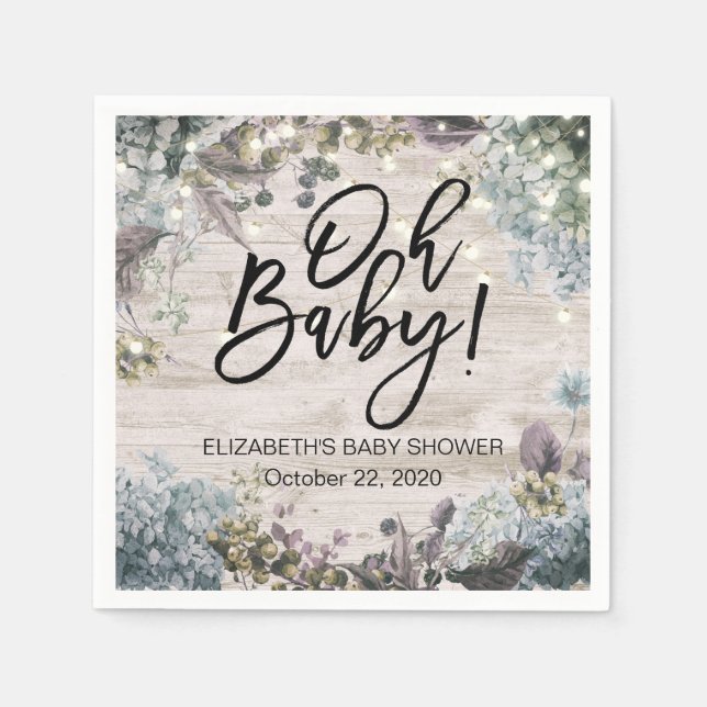 Babydusche Chic florale String Lights Rustikales H Serviette (Vorderseite)