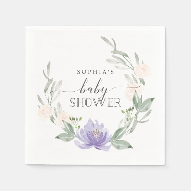Babydusche Cocktail Napkins Pastel Lila Serviette (Vorderseite)