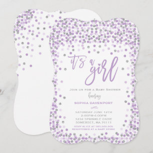 Babydusche Confetti Einladung Lavender & Silver