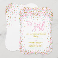 Babydusche Confetti Einladung Rosa Minze und Gold