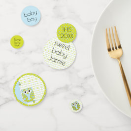 Babydusche Confetti Owl Blue und Green Konfetti