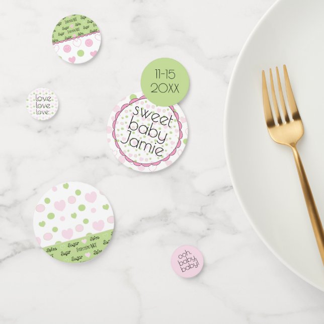 Babydusche Confetti Zucker und Gewürz Pink N Green Konfetti (Gruppe)