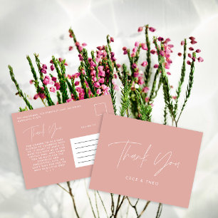 Babydusche Dank Rose pink elegant modern Postkarte