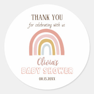 Babydusche Danke Boho Rainbow Runder Aufkleber