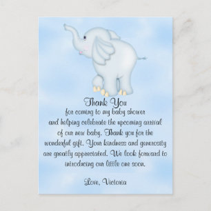 Babydusche Danke Boy Elephant Postkarte