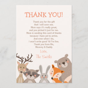 Babydusche Danke, Card Woodland Dankeskarte