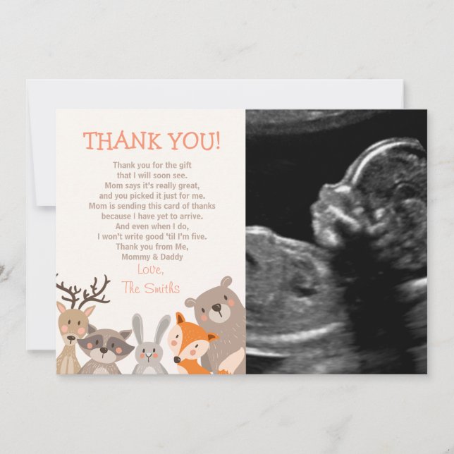 Babydusche Danke, Card Woodland Dankeskarte (Vorderseite)