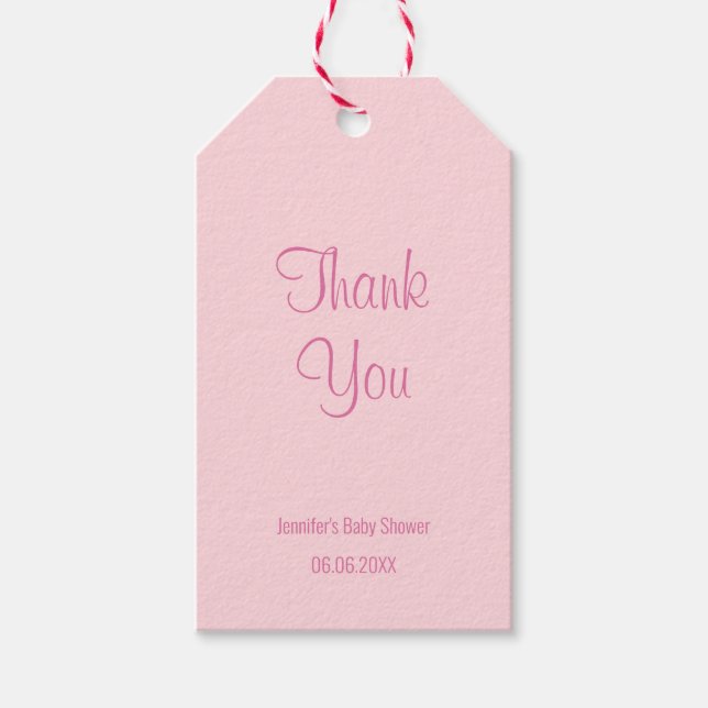 Babydusche Danke Chic Blush Pink Simple Geschenkanhänger (Vorderseite)