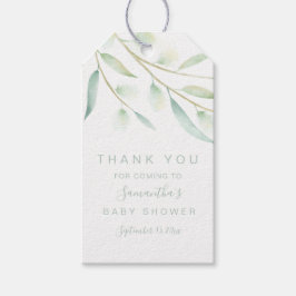Babydusche Danke, Grün Elegant Wassercolor Geschenkanhänger
