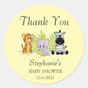 Babydusche danke Ihnen Animal Safari Jungle Runder Aufkleber