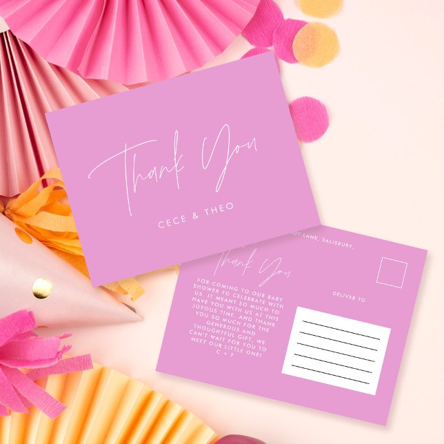 Babydusche danke Ihnen für die rosa elegante Moder Postkarte (Von Creator hochgeladen)