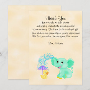 Babydusche danke Ihnen Gender Neutral Elephant Einladung