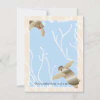 Babydusche Danke Karte, Creme/Blue Turtle