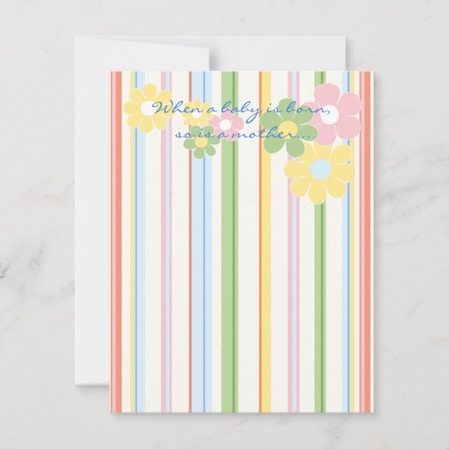 Babydusche Danke Karte "Picnic Floral/Stripes" (Vorderseite)