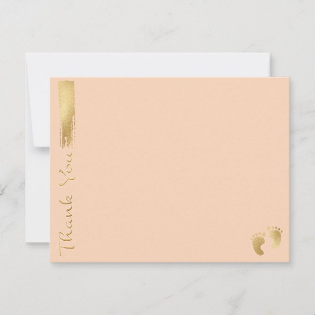 Babydusche Danke Karte, "Pink/Gold" (Vorderseite)