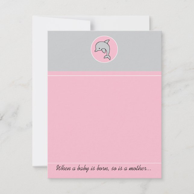 Babydusche Danke Karte, Rosa Dolphin (Vorderseite)