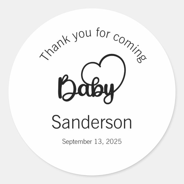 Babydusche Danke Labels, Aufkleber (Vorderseite)