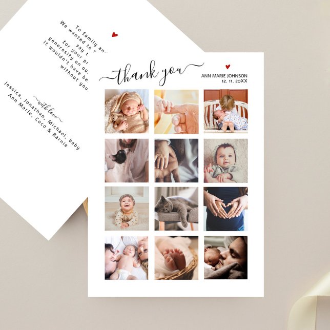 Babydusche Danke Minimalistisch 12 FotoCollage (Von Creator hochgeladen)