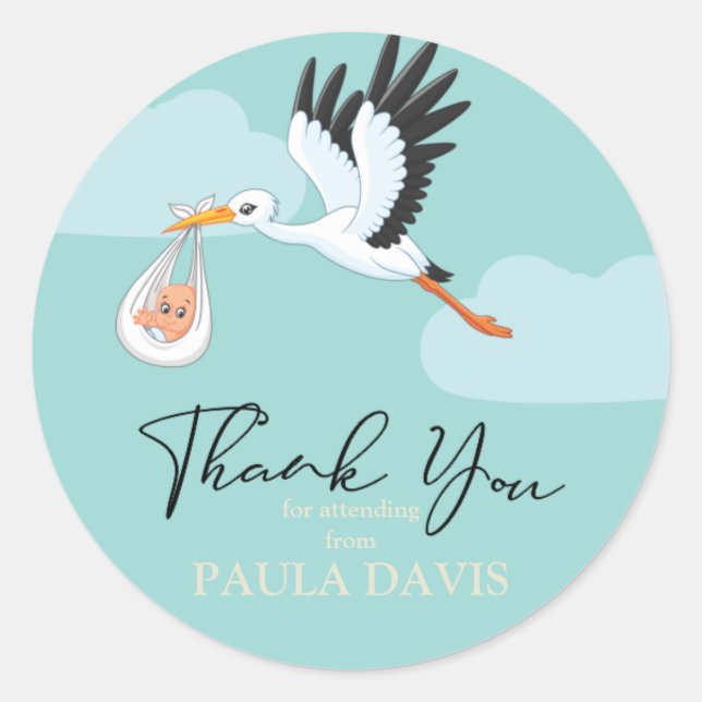 Babydusche danke Sticker (Vorderseite)