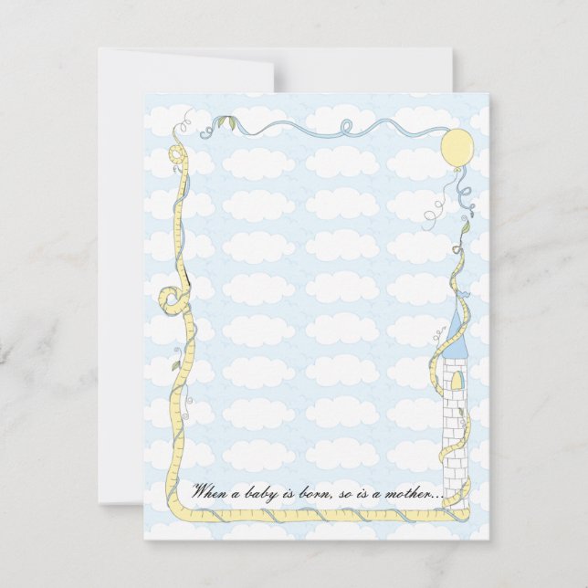 Babydusche Dankeschön Karte, Gelb/Blau Schloss Dankeskarte (Vorderseite)