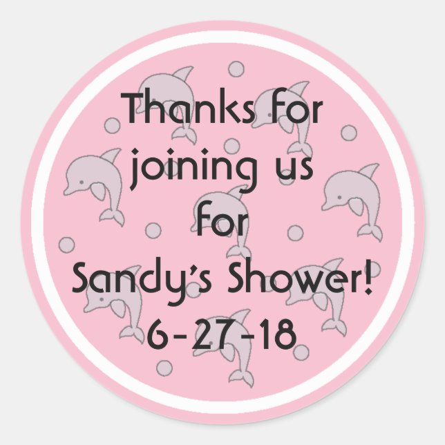 Babydusche "Delphine/Rosa" Aufkleber 1 1/2" oder 3 (Vorderseite)