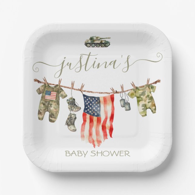 Babydusche der amerikanischen Armee Pappteller (Vorderseite)
