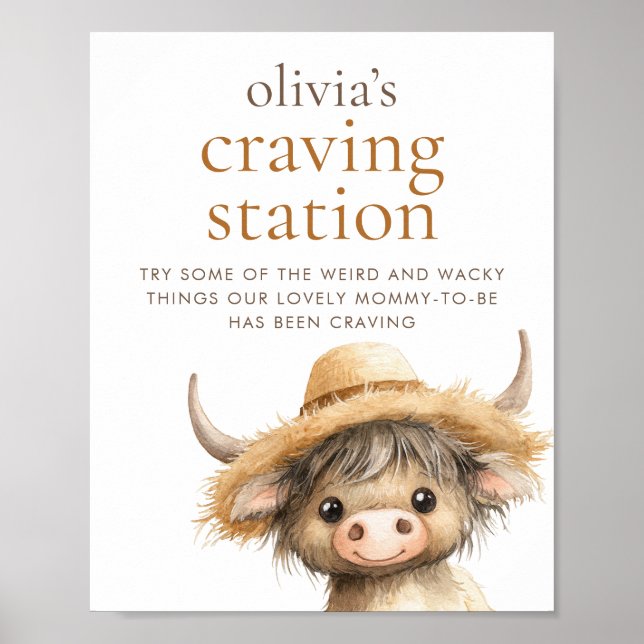 Babydusche der Highland Cow Cravings Station Poster (Vorne)