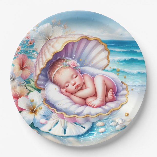 Babydusche der Küstenstadt Pappteller (Vorderseite)