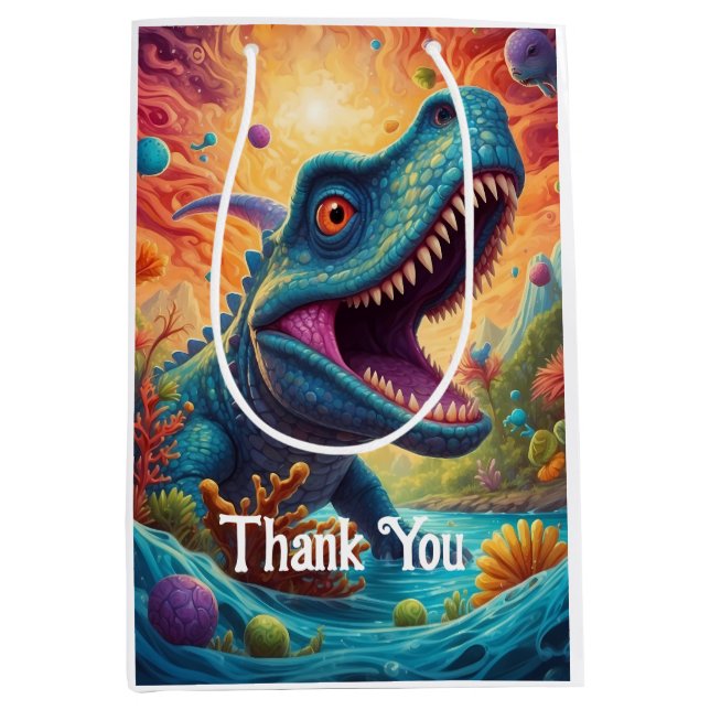 Babydusche Dino-Mite Mittlere Geschenktüte (Vorderseite)