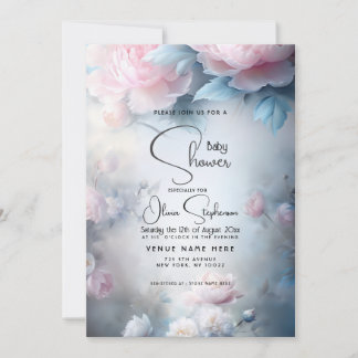 Babydusche - Dreamy Pink Peony Floral Einladung