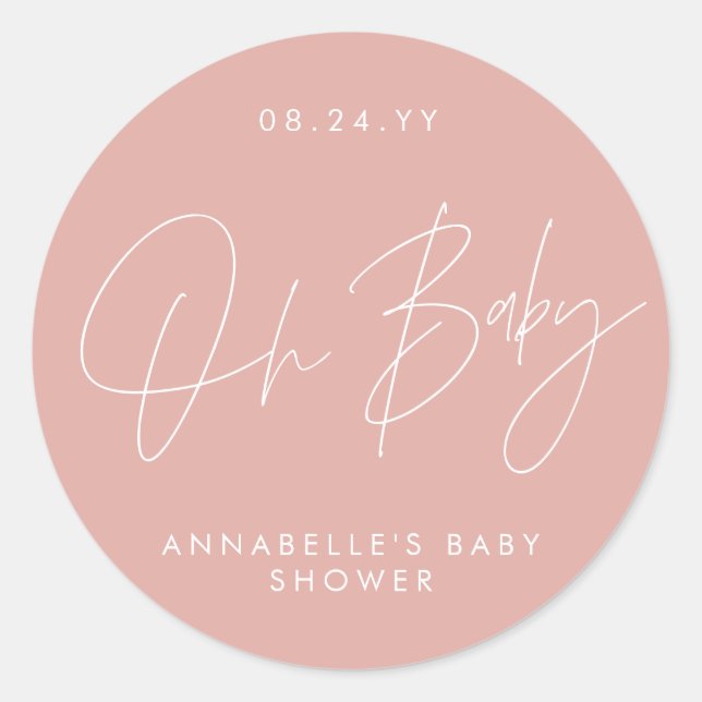 Babydusche Drehbuch moderne gürtelige Rose pink el Runder Aufkleber (Vorderseite)