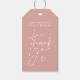 Babydusche Drehbuch moderne Rose pink elegant Geschenkanhänger