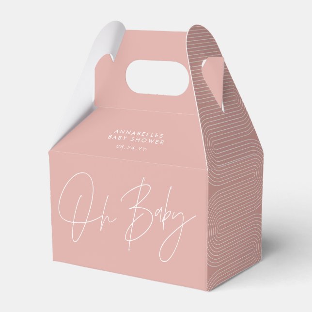 Babydusche Drehbuch moderne Rose rosa geometrisch Geschenkschachtel (Vorderseite)
