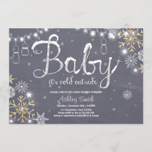 Babydusche einladen Baby es ist kalt draußen Silve Einladung