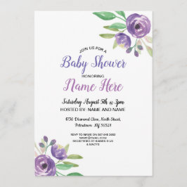 Babydusche Einladende Lila Blume Floral Lilac Einladung