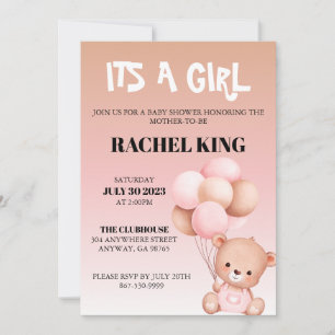Babydusche Einladung mit niedlichen Bären und Ball