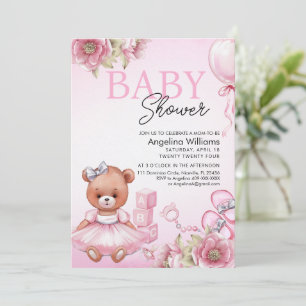 Babydusche Einladung mit Teddybär.