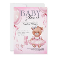 Babydusche Einladung mit Teddybär.