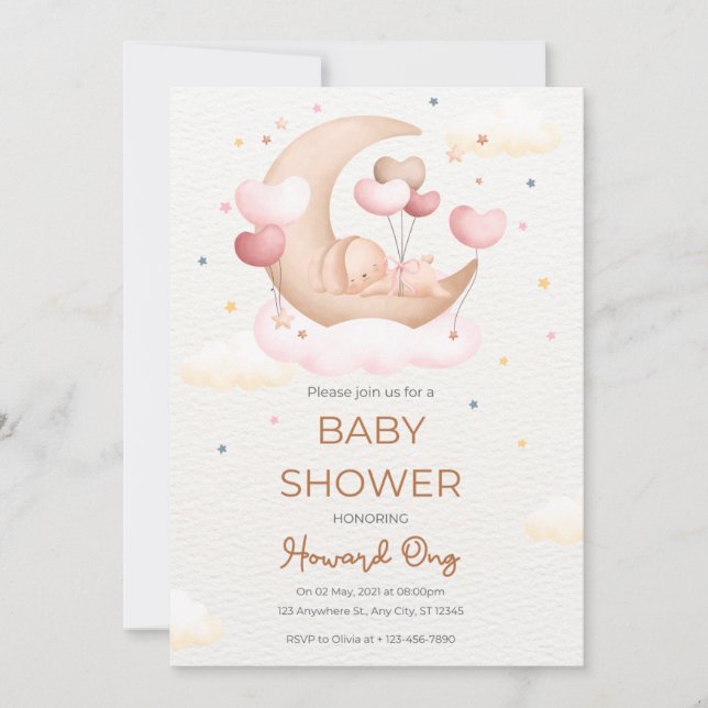 Babydusche Einladung niedliches Kaninchen (Vorderseite)