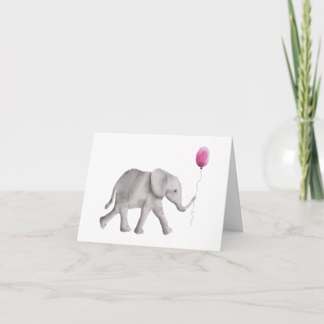 Babydusche Elefant Danke, Karten, rosa Karte (Vorderseite)
