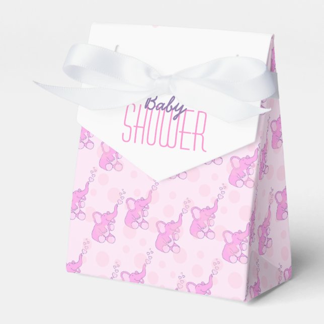 Babydusche Elefanten rosa weiße Geschenkbox Geschenkschachtel (Vorderseite)