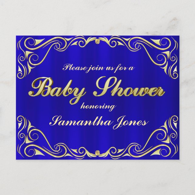 Babydusche Elegant Regal Golden Typografie Ankündigungspostkarte (Vorderseite)