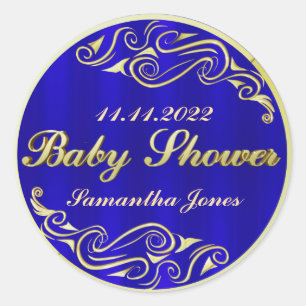 Babydusche Elegante Regal Golden Blue Runder Aufkleber