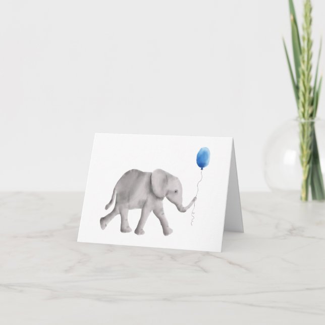 Babydusche Elephant Danke Karten, blau Karte (Vorderseite)