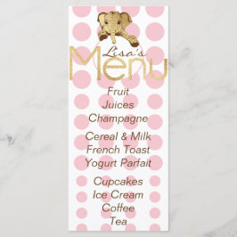 Babydusche Elephant Gold Pink Menükarte