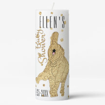 Babydusche Elephant Gold Säule 3 x 8" Kerze