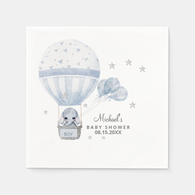 Babydusche Elephant mit Air Hot Balloon Serviette (Vorderseite)