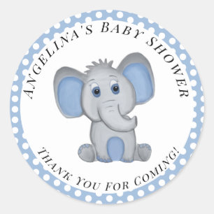 Babydusche Elephant Niedlich Boy Blue Runder Aufkleber